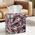 thumbnail image 2 of COEQINE Tissue Box Cover Dispenser Faux Leather Cube Tissue Cube Box Holder Snap Closure Table Dryer Sheet Dispenser for Home Office Decor 4th of July Accessories, Eagle American Flag Print, 2 of 7