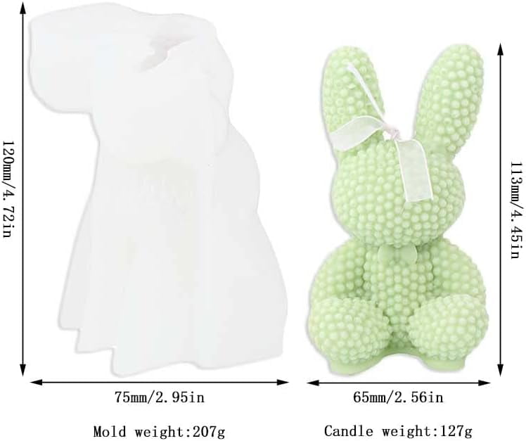 ABCISI Pearl Rabbit Shape Silicone Mold for Making Cakes,Mousses,Chocolates,Ice, Handmade Wax Soap, Cute Candle Mold for Birthday,Valentine's day,Christmas Gift,  Home Decor,Craft with Special Design