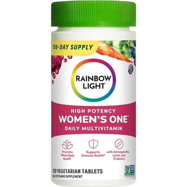 Womens One High-Potency Daily Multivitamin | 150 Vegetarian Tablets | by Rainbow Light