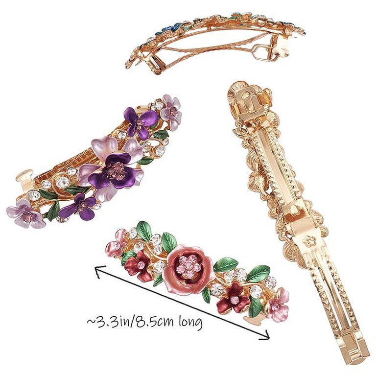 4 Pieces Hair Barrettes for Women, Vintage Flower Hair  display picture 3