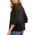 thumbnail image 7 of VBVC Women's Open Front 3/4 Sleeve Sheer Chiffon Cardigan , Ladies' Lightweight Sun Protection Shrug , Casual Beach Cover Up For Women,Black,S-3XL, 7 of 7