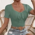 thumbnail image 5 of Vekome Womens Blouses Plus Size Plus Size Short Sleeve T Shirts Slim V Neck Elegant Pullover Solid Color Summer Tops, 5 of 7