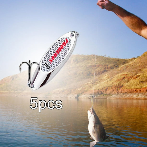 5x Fishing Spoons Jigging Baits Metal for Huge Distance Cast Fishing