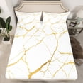 thumbnail image 2 of Manfei Marble Texture Road Twin Sheet Sets,Modern Minimalist Artistic Twin Fitted Sheet,White Gold Flat Sheet For Adults,Microfiber Room Decoration,3pcs, 2 of 7
