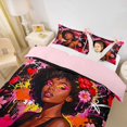 thumbnail image 3 of Castle Fairy Black Girl Chic Floral Twin Duvet Cover,Graffiti Splash Twin Bedding,Pink Black,Grey Reversible,1 Duvet Cover and 1 Pillowcase, 3 of 6