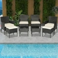 thumbnail image 1 of Costway 8PCS Patio Rattan Furniture Set Sofas Ottomans Cushioned Table Free Combination, 1 of 8