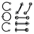 thumbnail image 1 of 8 piezas de material acero inoxidable negro abierto / labio / de aro para cejas Stud Tragus Piercings barra recta 16G 8mm, 1 of 8
