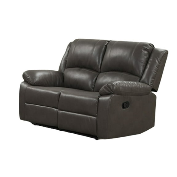 Lizzy Loveseat, Manual Reclining 60 Inch, Pillow Top Arms, Gray Leather