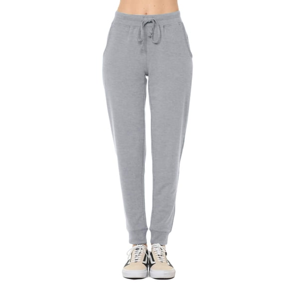 J. METHOD Women's Active French Terry Joggers Yoga Gym Workout Cotton Solid Sweatpants Lounge Sweat Pants with Pockets NEWP117 Heather Grey XL
