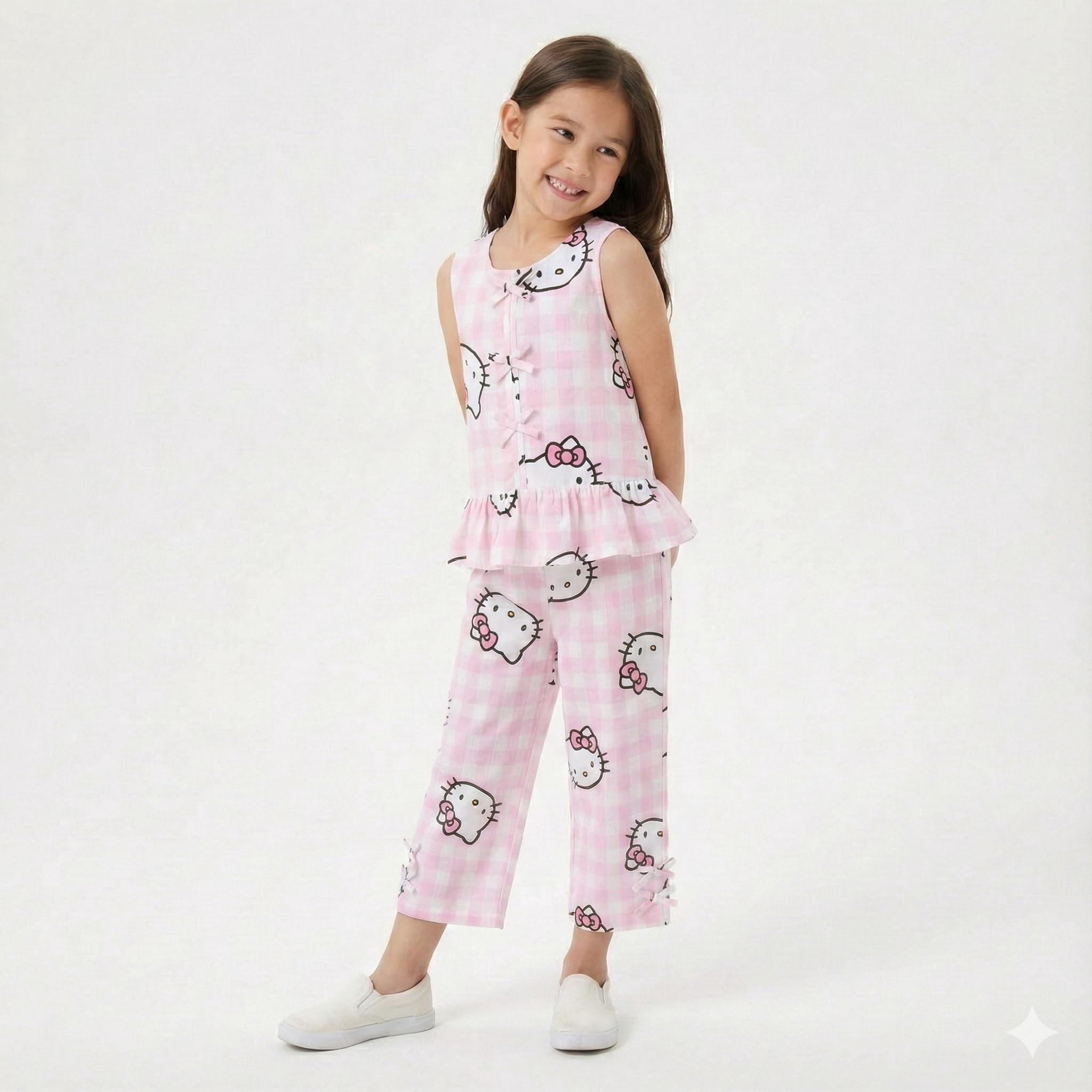 Hello Kitty Gingham Top and Pants Set (Girls), 2 Piece Set, Sizes 4-10