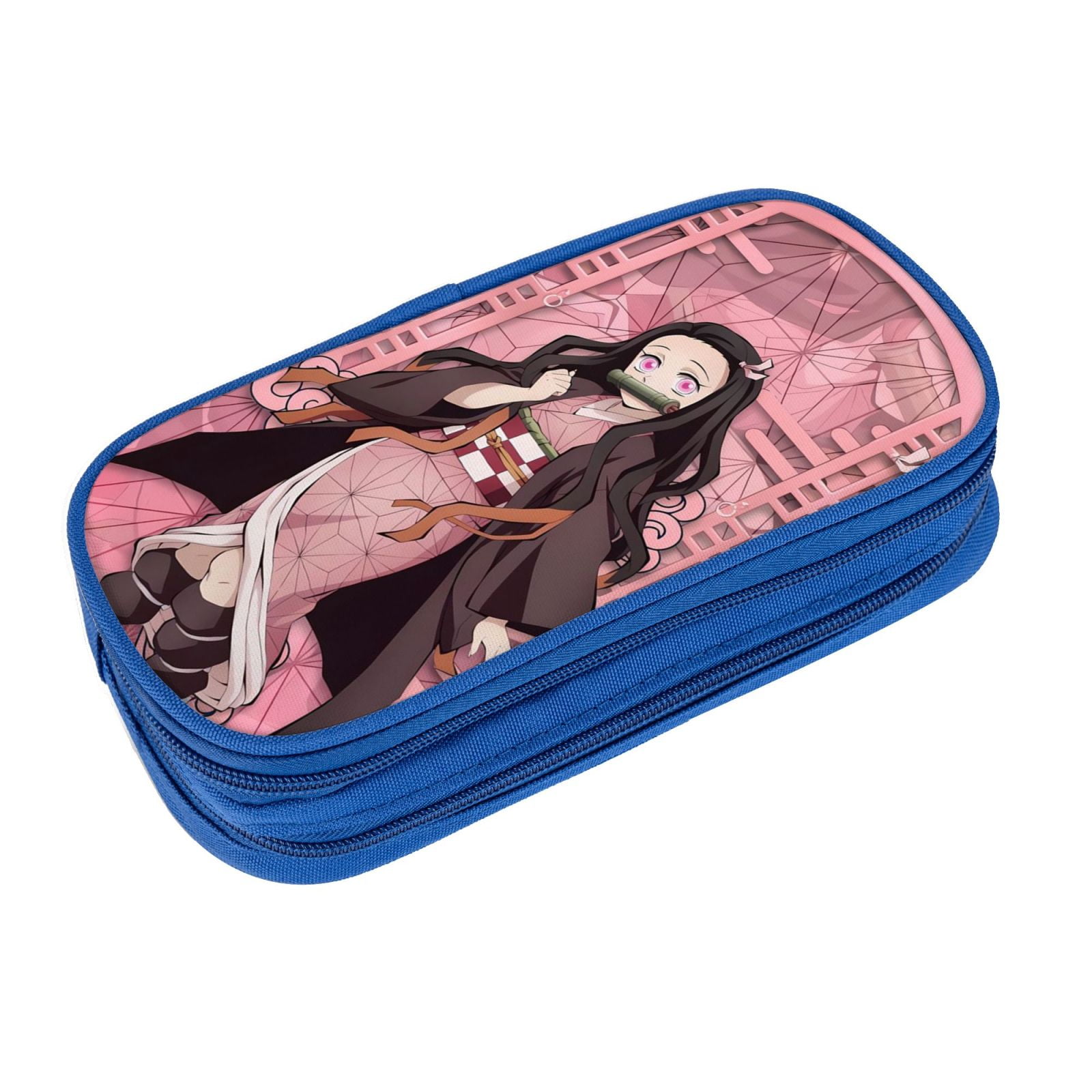 Kamado Nezuko Pencil Case Large Capacity Pencil Pouch Pen Bag Office Stationery Organizer Travel Makeup Bag Blue