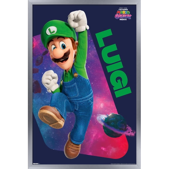 Nintendo The Super Mario Galaxy Movie (2026) - Luigi Jump Wall Poster, 22.375" x 34" Framed