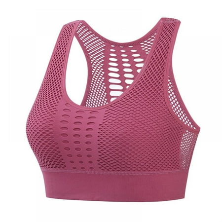 

Final Clearance! Sports Bra for Women High Support Mesh Open Back Workout Tops Padded Longline Yoga Bra Pink 38/85CD 40/90ABCD