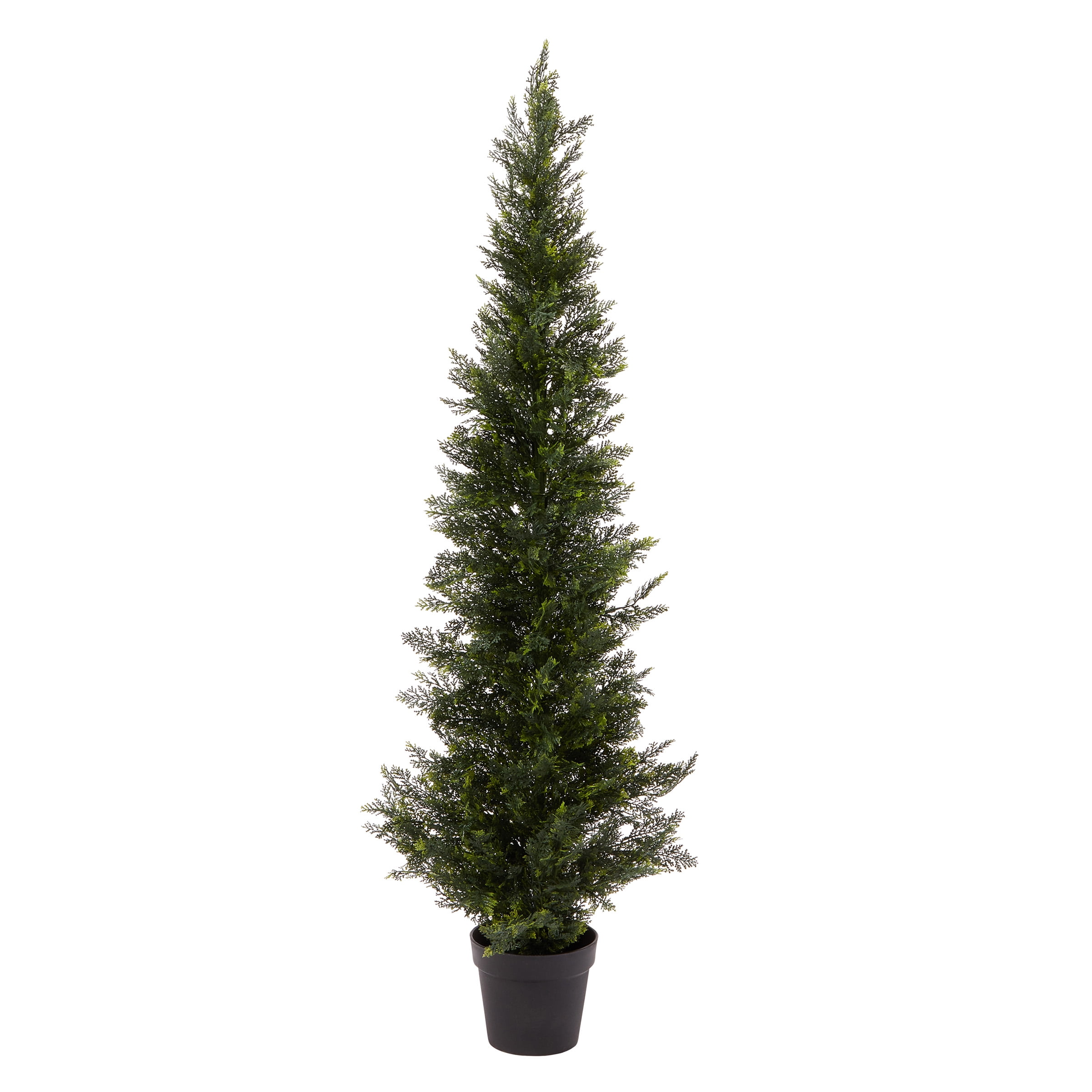 Set of 2 Lighted Pre-Potted 4 Foot Artificial Cedar Topiary Outdoor Indoor Trees Battery Operated with Timers Ten Waterloo Set of 2
