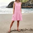 thumbnail image 6 of QUNYINEY Sleeveless Womens Sundresses Striped A Line Casual Midi Tank Dress Beach with Pockets Crew Neck Loose Fit Dresses, 6 of 8