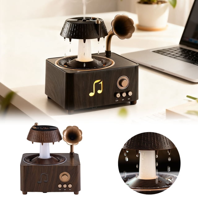 BotaniNest Record Player Aroma Diffuser And Night Light With Humidifier For Home And Relaxation
