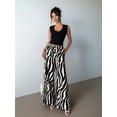 thumbnail image 5 of Women'S Wide Leg Pants High Elastic Waist Flowy Palazzo Pants Black & White L, 5 of 9