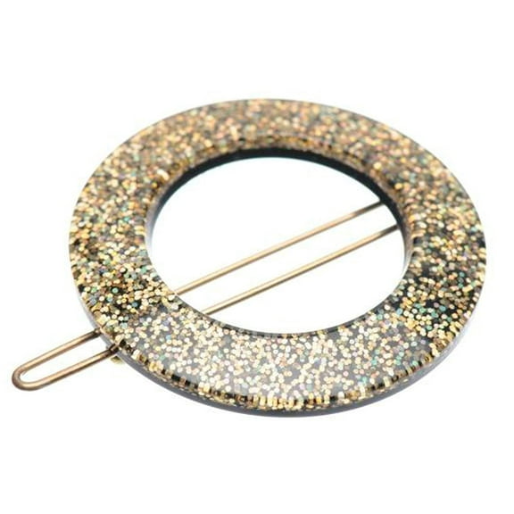 French Amie Magic Circle Glittery Golden Small Handmade Celluloid Hair Barrette