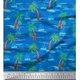 thumbnail image 1 of Soimoi Polyester Crepe Fabric Palm Tree & Sailboat Beach Fabric Prints by Yard 42 Inch Wide, 1 of 1