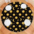 thumbnail image 2 of Black Sun Moon Planet Star Pattern Round Fitted Tablecloth with Elastic Edge,Dining Table Cover Waterproof,Outdoor Round Tablecloth for Camping,Dining,Indoor and Outdoor, 2 of 7