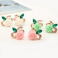 thumbnail image 3 of Opolski Fashion Women Rose Flower Rhinestone Ear Stud Clip Earrings Jewelry Xmas Gift, 3 of 7
