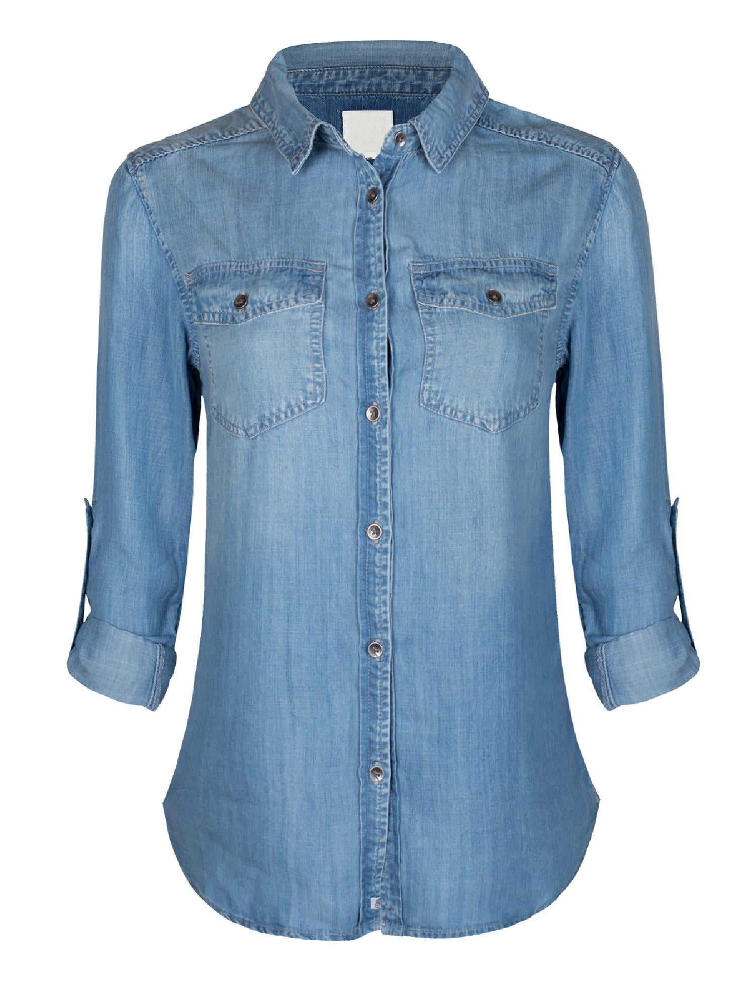 light denim button up shirt