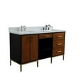 thumbnail image 3 of 61 in. Double Wooden Vanity Walnut Black White Quartz Rectangle Sink, 3 of 18