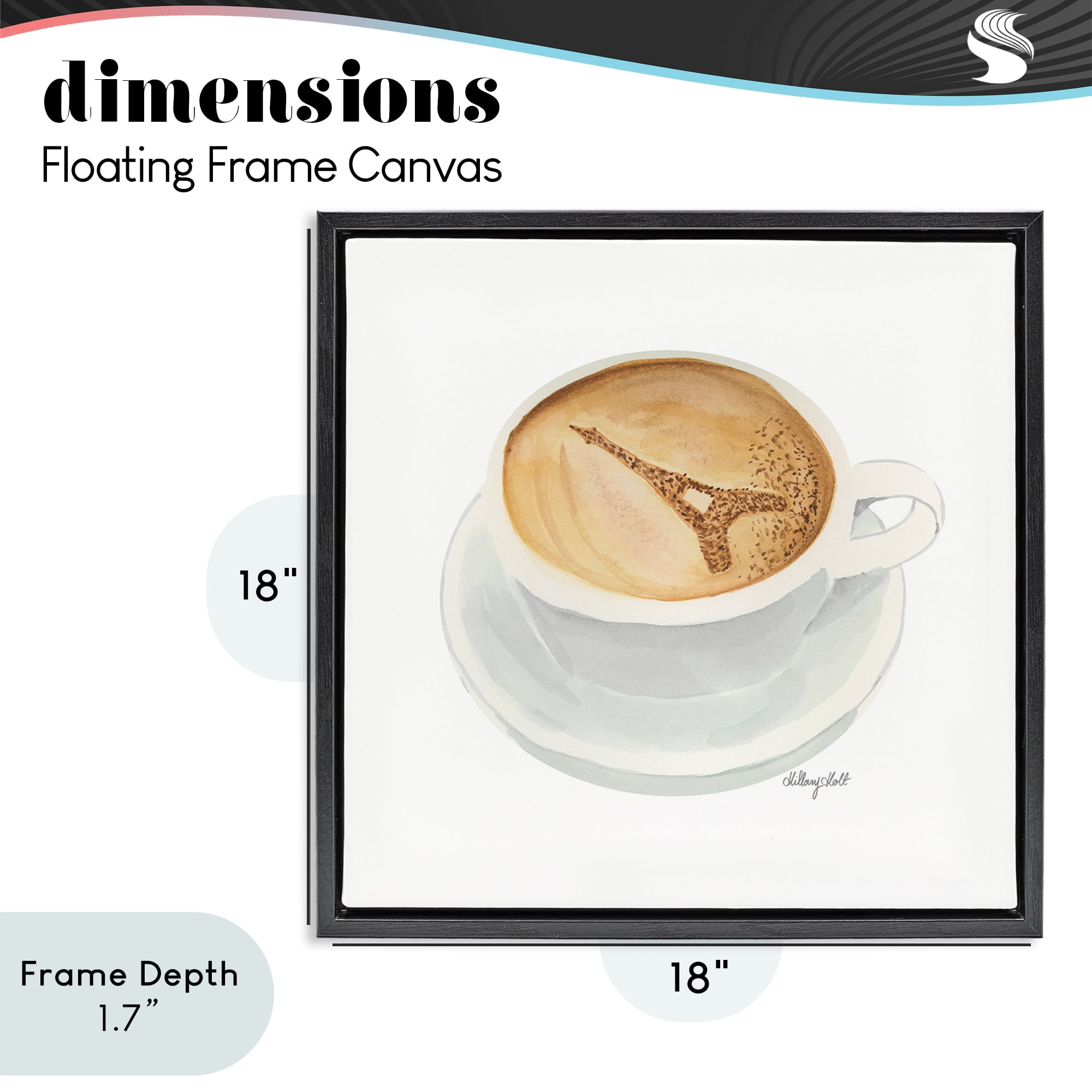 Stupell Industries Eiffel Tower Latte Black Framed Floater Canvas Wall Art, design by Hillary Holt