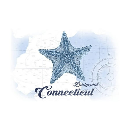 Bridgeport, Connecticut - Starfish - Blue - Coastal Icon Print Wall Art By Lantern