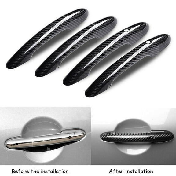 sailesiti 4pcs Black For MINI For COOPER F54 F55 F56 F57 F60 Carbon Fiber Door Handle Cover Trim Door Handles Accessories Hight Quailtly