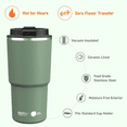 thumbnail image 2 of Asobu Insulated Coffee Travel Pick Me Up Stainless Steel Mug with Ceramic Coating 20 oz Basil Green, 2 of 5
