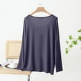 thumbnail image 4 of cfhntfmh Chemises de Nuit pour Femmes en Modal Col Rond Couleur Unie Haut de Pyjama de Détente Doux Haut de Pyjama à Manches Longues pour Dames Vêtements de Nuit, 4 of 6
