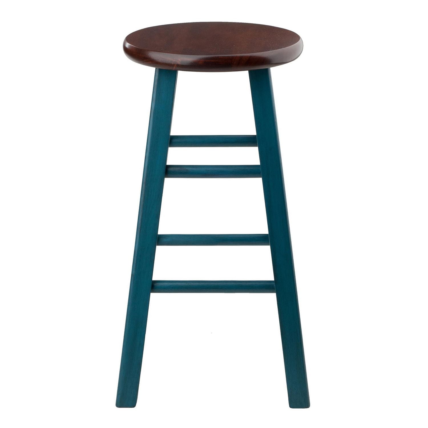 Tabouret de comptoir de 24 po Ivy Bleu sarcelle rustique avec siège Noyer