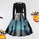 thumbnail image 1 of Vestido Estilo Camiseta Retro Con Estampado de Halloween Para Mujer | Casual, Manga Larga, Cuello Redondo, 1 of 3