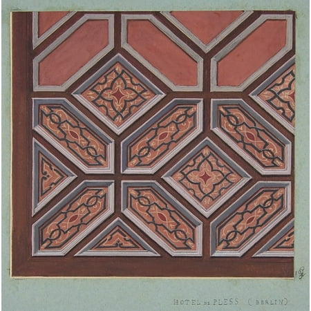 Berlin Design (Design for Ceiling Decoration Hôtel de Pless Berlin Poster Print by Jules-Edmond-Charles Lachaise (French died 1897) (18 x)