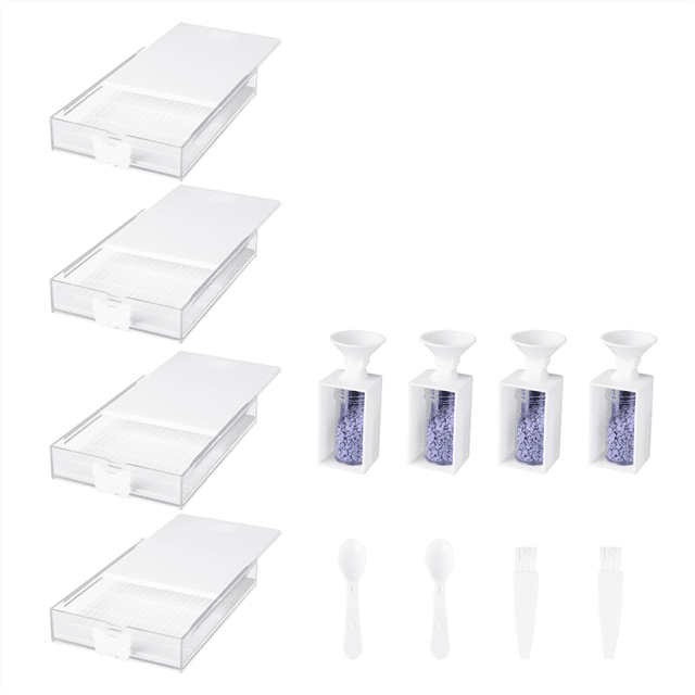 Bandejas Apilables para Arte con Diamantes Trabricks, Paquete de 12, con Tapas, Kits de Arte para Pintar con Diamantes para Adultos para Manualidades de Bricolaje