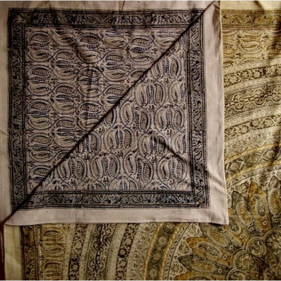 Veggie Dye Block Print Mandala Duvet Cover Cotton  92" x 88" Fits Full-Queen Multi Color