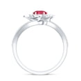 thumbnail image 2 of Rosec Jewels Lab Grown Ruby Flower Engagement Ring with Diamond - Bypass Ring for Women - AAAA Quality - with Jewelry Box, 18K White Gold, US 7.00, 2 of 8