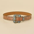 thumbnail image 6 of Yokua Vintage Leather Belt Western Belt Cowboy Belt Turquoise Belt Buckle Belt, 6 of 10