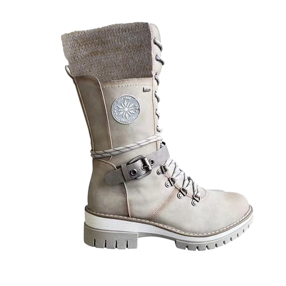gakvbuo Western Boot For Womens Low Heel Women Fashion Western Style Cowboy Riding Boots Casual Warm Low Heels Knee Middle Tube Boots Shoes