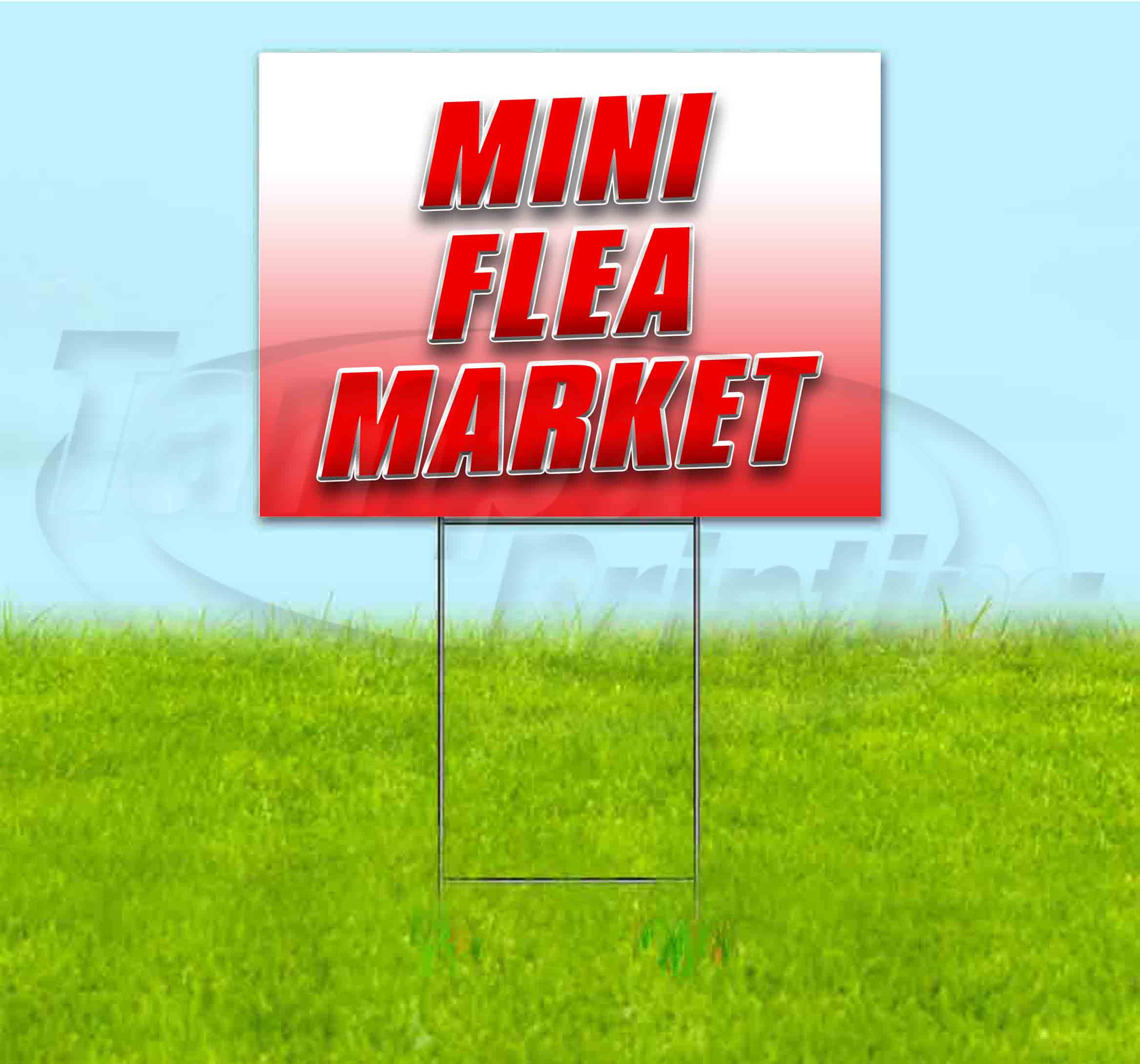 Mini Flea Market (18" x 24") Yard Sign, Includes Metal Step Stake