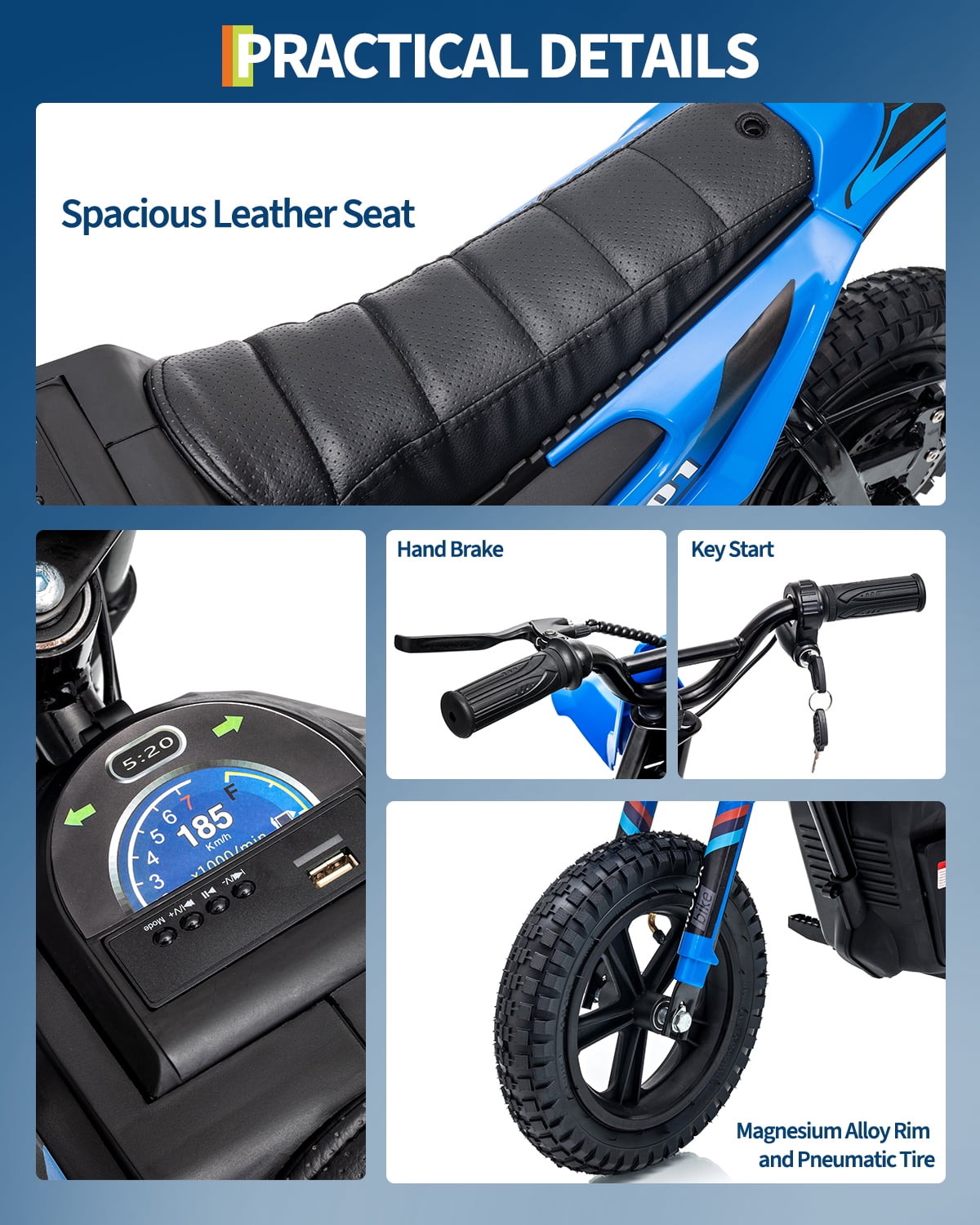 24V Kids Electric Dirt Bike - 350w Kids Motorcycle, 13.67 Mph Max Speed Electric Bike for Kid, Rear Wheel Suspension, 12 Miles Range, Twist Grip Throttle, Rubber Tire