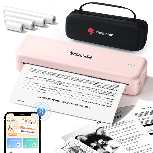 Impresora portátil Phomemo M834 Bluetooth Thermal 300dpi Rosa