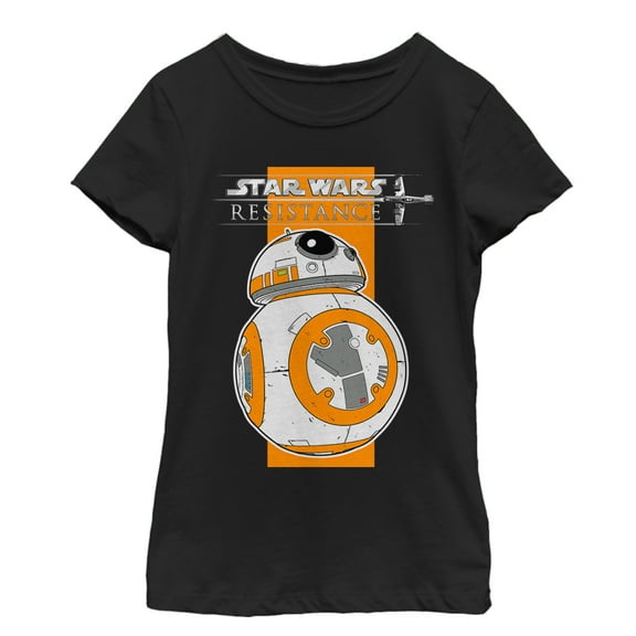 Girl's Star Wars Resistance BB-8 Logo Graphic Tee Black Large