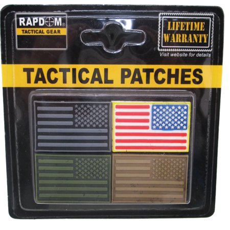 - RapDom USA Reversed Flag Tactical Mini Rubber H&L Velcro-Back Patch Set [4 Per Set - Pack 3 - 1.5