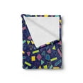thumbnail image 2 of Funky Soft Flannel Fleece Throw Blanket, Retro 80`s Memphis Fashion Style Vibrant Triangles Squares Rectangles Hipster Pop, Cozy Plush for Indoor and Outdoor Use, 70" x 90", Multicolor, by Ambesonne, 2 of 5