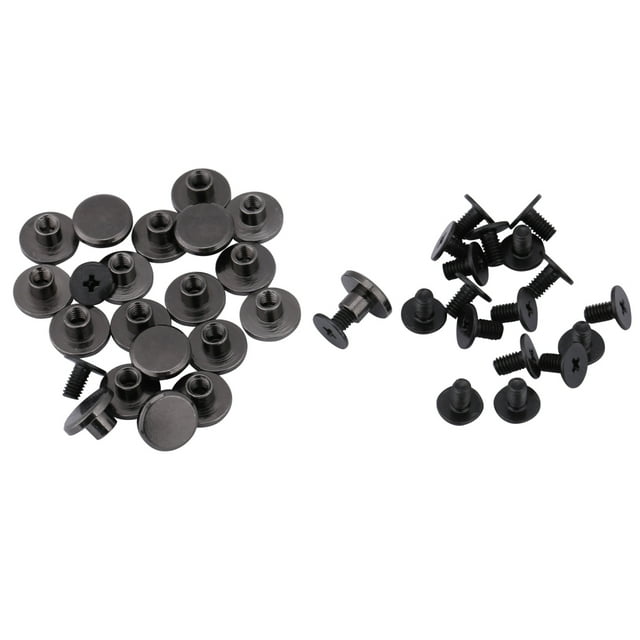 Yosoo 20sets Brass Flat Head Belt Strap Rivets + Screw for Luggage Leather Craft 5mm 8mm, Screw Rivet, Brass Rivet