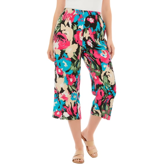 Woman Within Plus Size Pull-On Elastic-Waist Soft Capri
