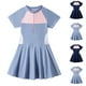 thumbnail image 5 of Odeerbi 2-8 Años Traje de Baño de Una Pieza Para Niñas Vestido de Baño de Verano Con Shorts Traje de Baño de Playa Color Sólido Traje de Baño de Manga Corta Con Media Cremallera, 5 of 5