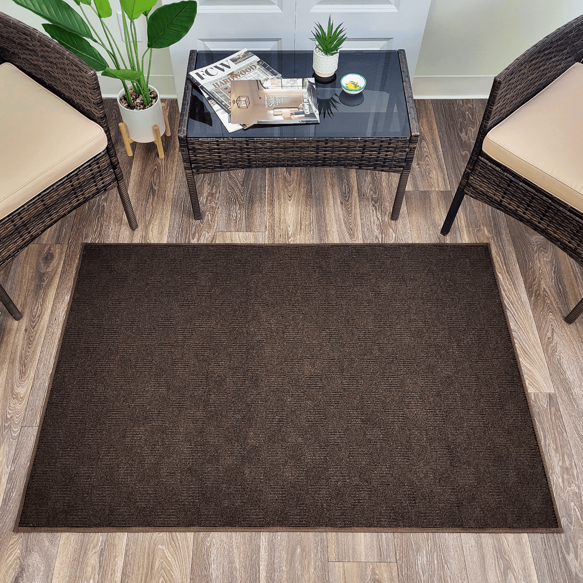 Koeckritz Rugs 3'x8' Mocha Patchwork Indoor/Outdoor Rug Soft, Durable & Easy to Clean